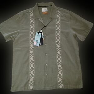 MBX Men's XL Linen Green Short Sleeve Collared Button Down Shirt
